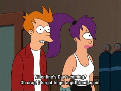 Futurama avec Fry et Leela le jour de la Saint-Valentin. Économisez sur vos cadeaux avec BravoPromo