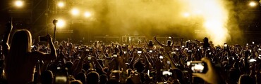 Gente viendo un concierto de noche