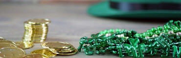 gold coins and green shamrock necklace