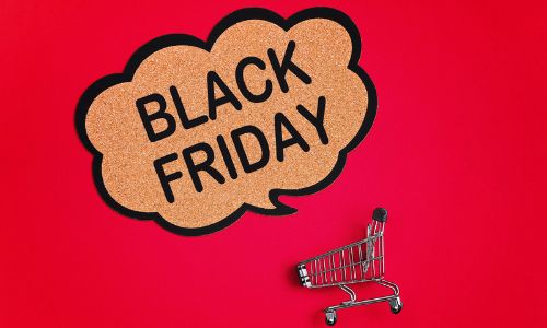Imagem com fundo vermelho com as palavras Black Friday