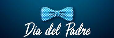 letras blancas, moño azul con puntos blancos