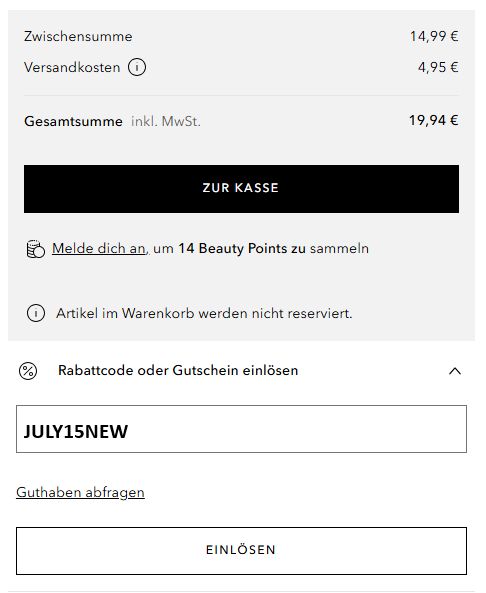 Wo gebe ich den Douglas Rabattcodes ein?