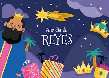 Rey mago, estrella fugaz, corona y regalos