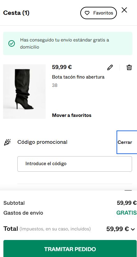 cómo introducir un código de descuento de Bershka en la cesta