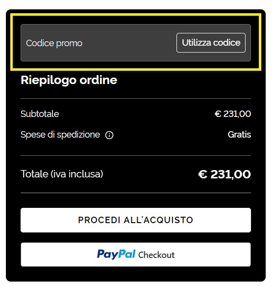 carrello codice promo Cisalfa