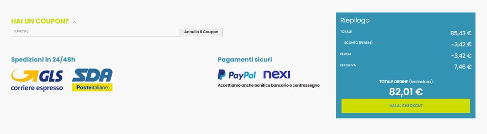 checkout ecommerce per inserire il codice sconto farmapop