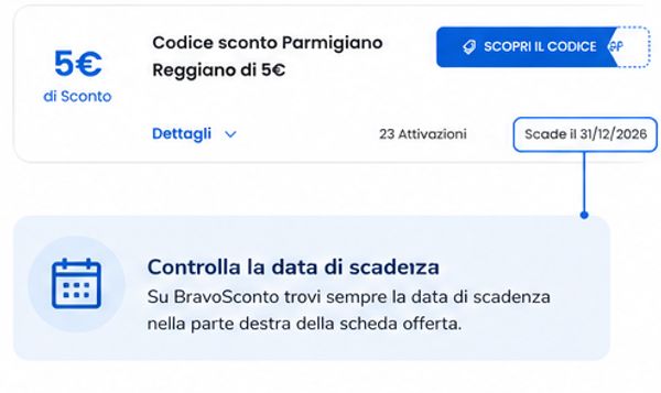 Uno screenshot di un codice sconto con in evidenza la data di scadenza