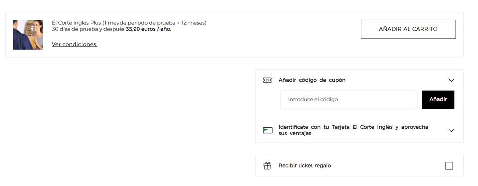 cómo introducir un código de descuento El Córte Ingles en la cesta