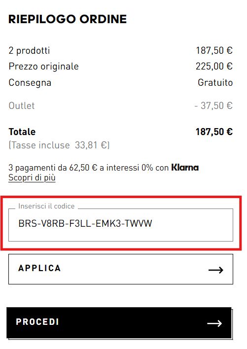 come inserire un codice sconto adidas