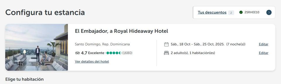 cómo añadir el código descuento de Barceló Hoteles