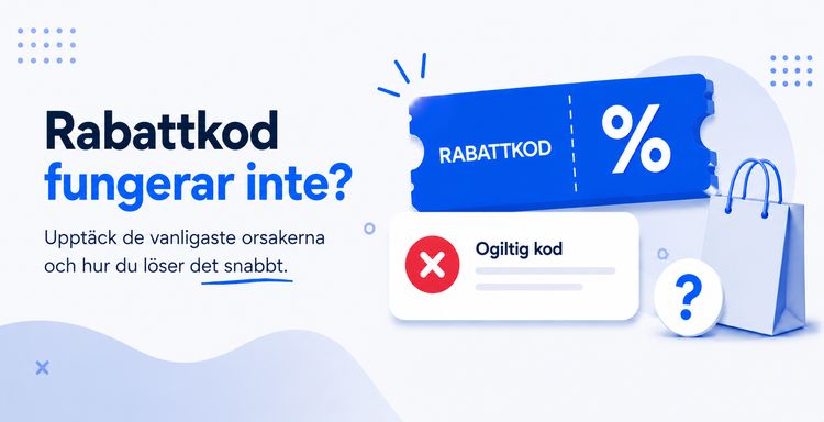 En shoppingbag och en blå pappersrabattkod