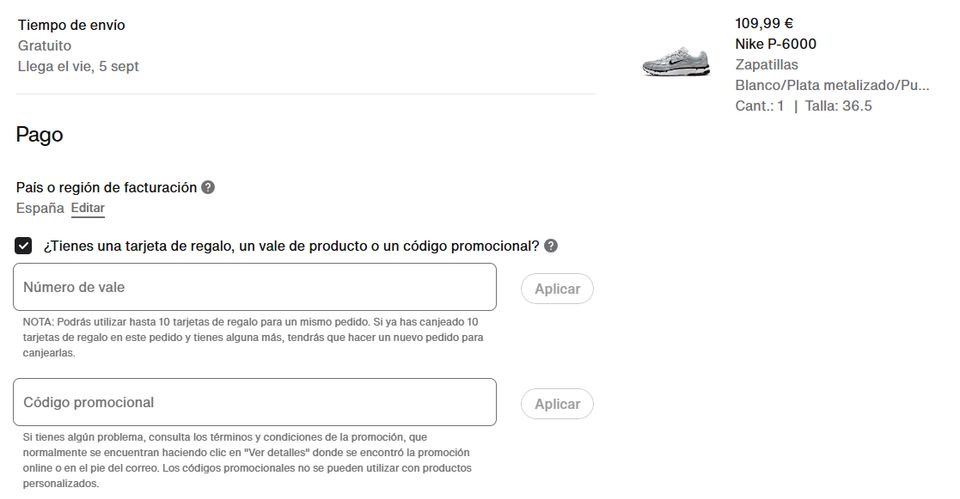 como añadir a la cesta de nike