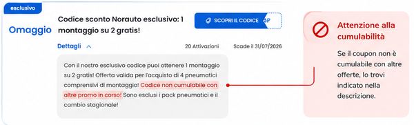 Uno screenshot di un codice sconto con in evidenza alcune restrizioni