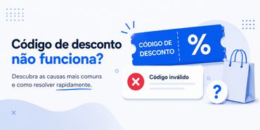 Um saco de compras e um cupão de desconto em papel azul.