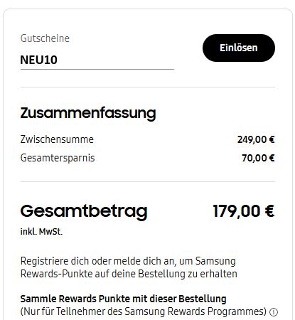 Wo gebe ich den Samsung-Aktionscode ein?
