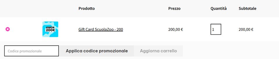 come inserire un codice promozionale scuolazoo