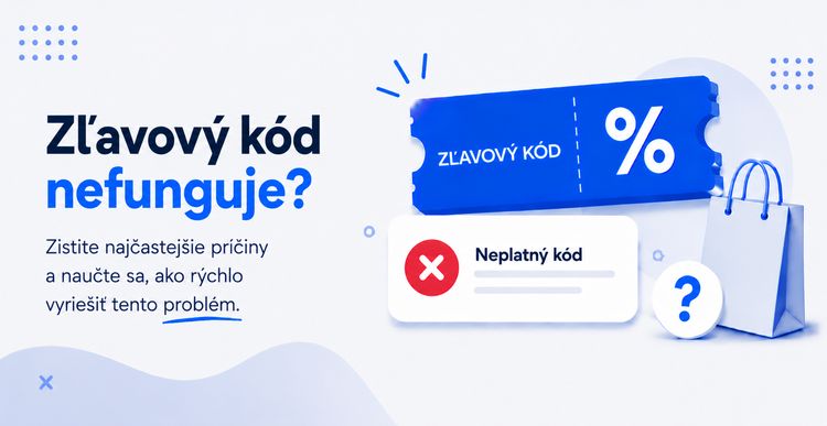 Nákupná taška a modrý papierový zľavový kupón.