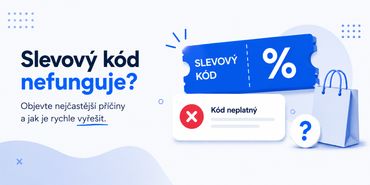 Nákupní taška a modrý papírový slevový kupón.