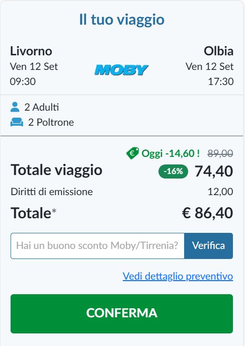 come inserire un buono sconto traghettilines