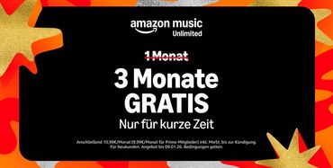Amazon Music Banner mit dem 3 Monate Gratis Angebot