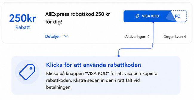 Ett skärmklipp på hur du använder koden på vår webbplats